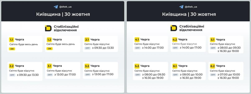 Графік вимкнення світла на 30 жовтня: в "Укренерго" повідомили деталі