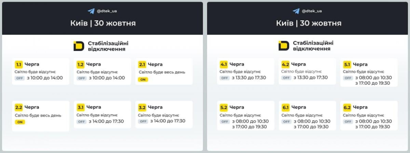Графік вимкнення світла на 30 жовтня: в "Укренерго" повідомили деталі