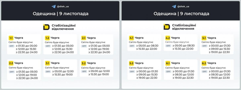 "Складна ситуація": в "Укренерго" показали графіки відключень світла в неділю, 9 листопада