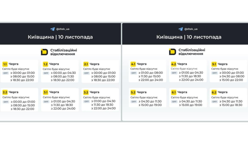 В Україні в понеділок знову вимикатимуть світло: опубліковано графіки на 10 листопада