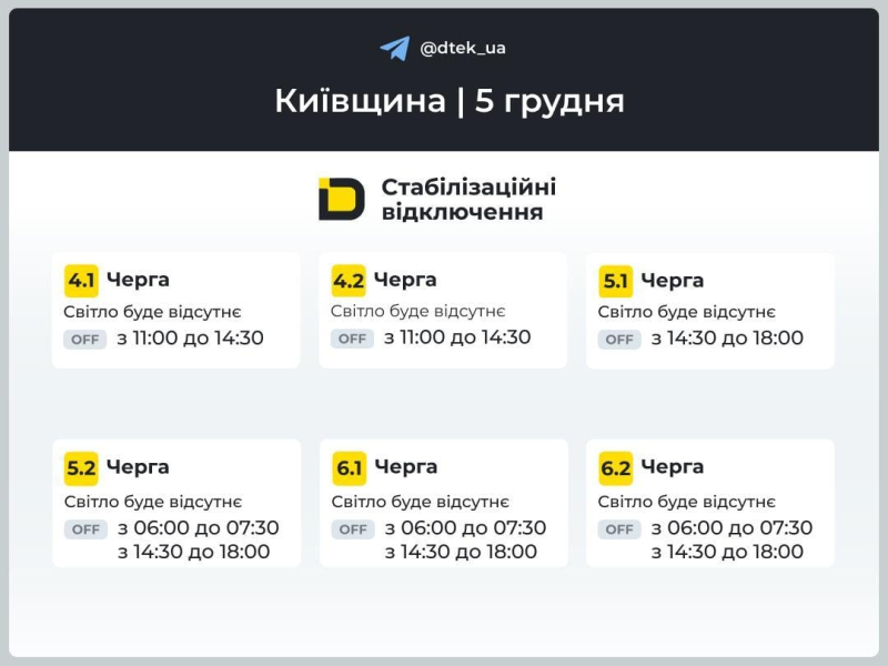 В Україні у п&rsquo;ятницю вимикатимуть світло: хто сидітиме у темряві