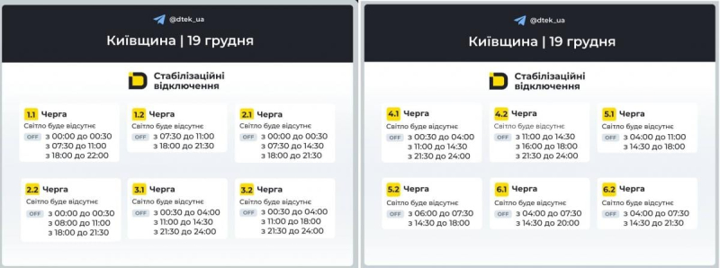 Відключення світла 19 грудня: коли не буде світла у п'ятницю
