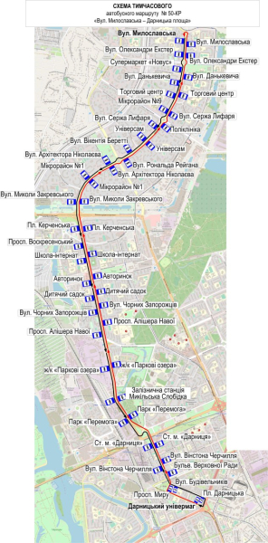 Рух електротранспорту на лівому березі Києва 12 січня дублюють автобуси (схема)