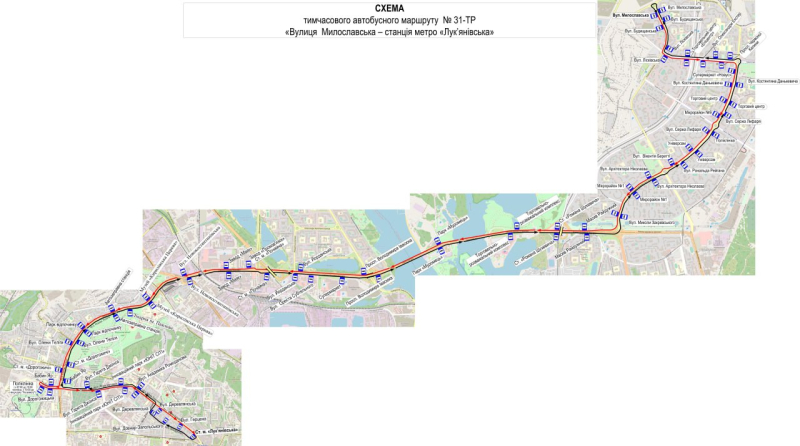 Рух електротранспорту на лівому березі Києва 12 січня дублюють автобуси (схема)