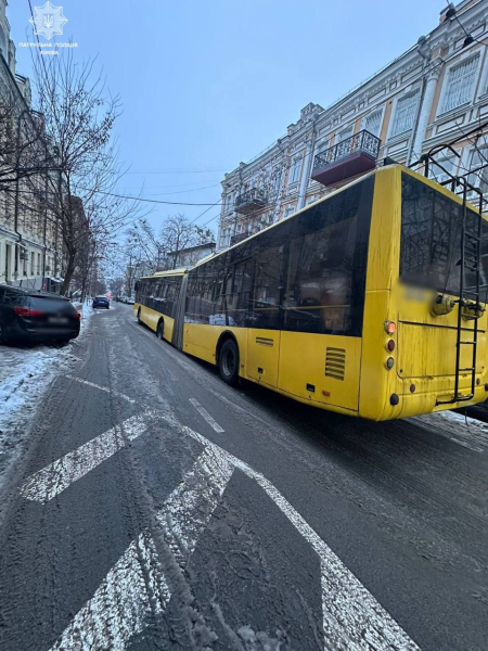У центрі Києва під тролейбусом провалився асфальт: рух на Софіївській перекрито (фото)