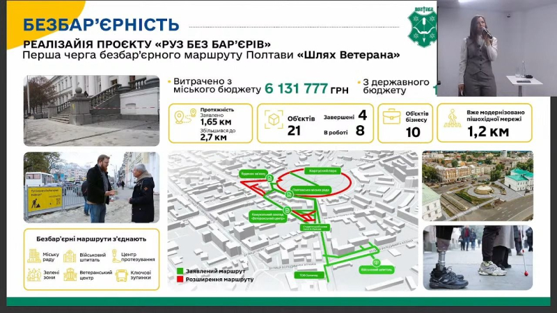 На сесії міськради розглянуть фінансування у 657 тис. грн концепції другої черги безбар’єрного маршруту в Полтаві