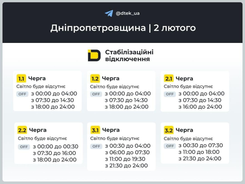 Графіки відключень світла в понеділок: коли не буде електроенергії в Україні 2 лютого